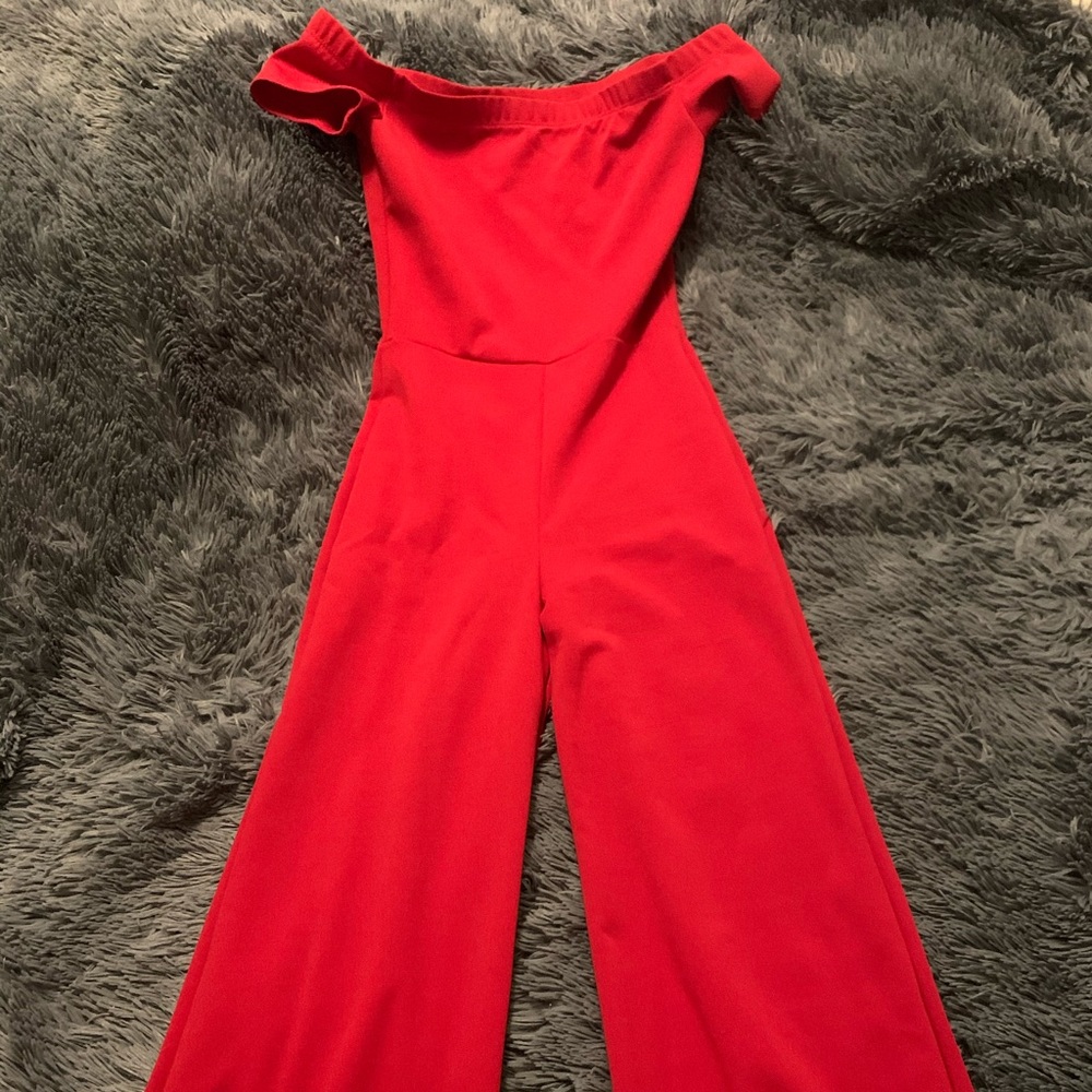 Lulu’s - Alleyoop Red Off-the-Shoulder Jumpsuit